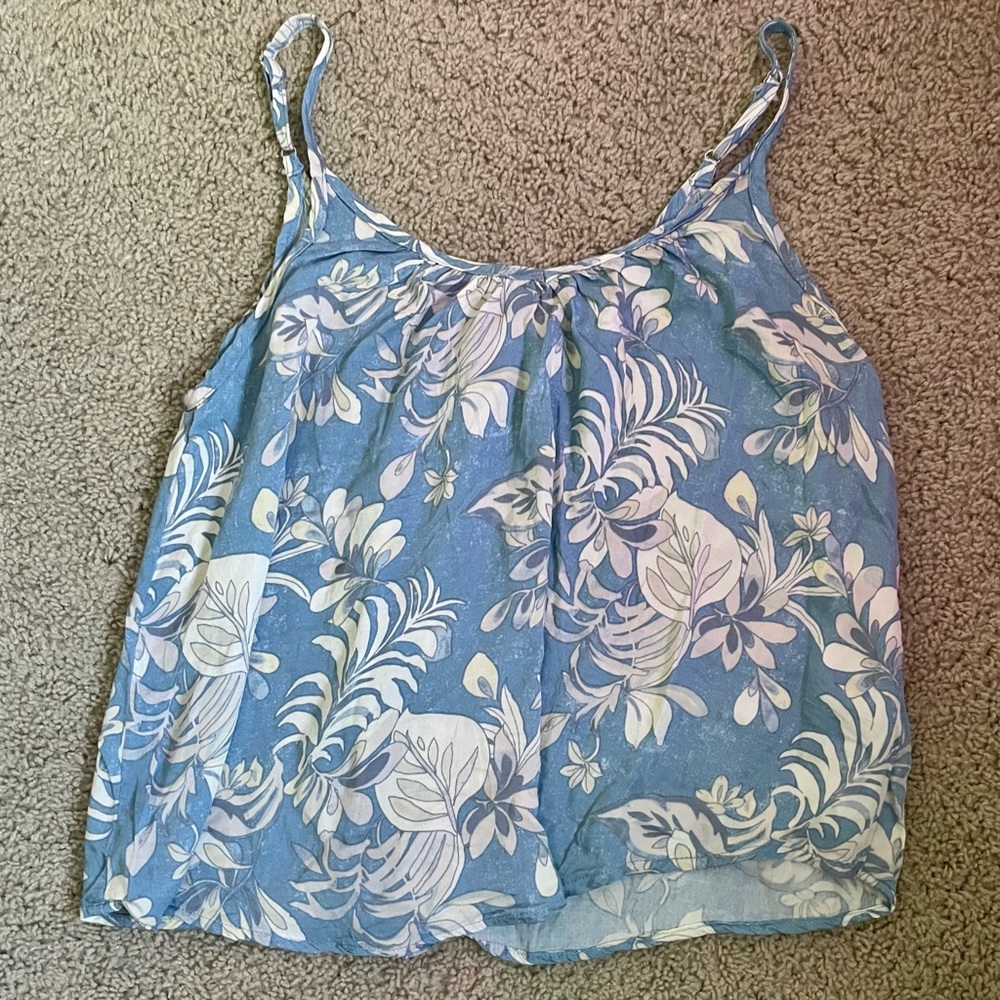 daisies blue and white floral tank top (L)